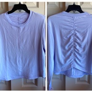Apana NWT Long sleeve Thumb cuff Gathered Back Perwinkle Blue size medium